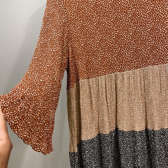 ODDI Women's Rayon Color Blocked Tunic Hi Lo Ribbed Flowy Boho 3/4 Sleeves M - Picture 6 of 9